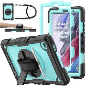 BASE MALL Case for Samsung Galaxy Tab A7 Lite 8.7-inch 2021 (SM-T220/T225), Protective with Screen Protector/Hand Strap/Pen Holder, Sturdy Shockproof for Samsung A7 Lite Tablet Case (SkyBlue)