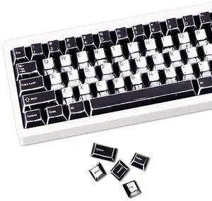 Pbt Doubleshot Keycaps, Japanese Anime Theme keycaps Set White & Black, Cherry Profile and High Contrast Legends Custom Mechanical Keyboard Key Caps for 60 65 75 100 Percent (137 Keycap Set)