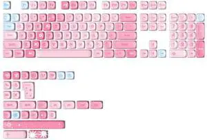 YUNZII 140 Keys MOA Keycaps, Dye-Sublimation PBT Custom Keycap Set for MOA Profile, Cute Pink Gradient Keycap for MX Switches Mechanical Gaming Keyboard(Pink)