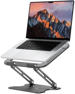 JCZT Adjustable Laptop Stand for Desk, Metal Foldable Laptop Riser, Portable Laptop Holder Mount, Ventilated Cooling Notebook Stand for MacBook Air Pro, All 10-16'' Notebooks Laptops Black