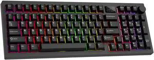 TECWARE Spectre 96% RGB Mechanical Gaming Keyboard with Customizable LCD Screen, Multi-Function Knob, Gasket Mount, South Face 5-Pin Universal Hot-Swappable Sockets Black Candy Red Switch