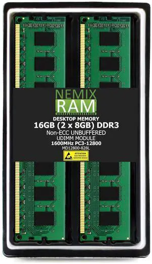 NEMIX RAM 16GB (2X8GB) DDR3 1600MHZ PC3-12800 2Rx8 1.35V 240-PIN Non-ECC UDIMM Unbuffered Desktop Memory KIT