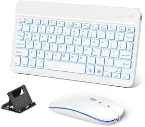 Hamile Bluetooth Keyboard and Mouse for iPad - Rechargeable Wireless Keyboard for iPad 11th/10th/9th Gen, Pro/Air/Mini, iPhone, Ultra-Slim Tablet Keyboard and Mouse with 7-Color Backlit, White Hamile Bluetooth Keyboard and Mouse for iPad - Rechargeable Wireless Keyboard for iPad 11th/10th/9th Gen, Pro/Air/Mini, iPhone, Ultra-Slim Tablet Keyboard and Mouse with 7-Color Backlit, White