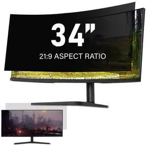 34 Inch Computer Privacy Screen Filter for 21:9 Ultra-Wide Aspect Ratio Widescreen Monitor - Anti Glare Blue Light Filter, Removable Computer Monitor Privacy Shield, Anti-Scratch Screen Protector