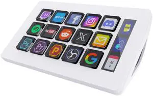 Basicolor Macro Pad,Stream Controller Deck with 15 Customizable Macro Keys Compatible with OBS/PowerPoint/Excel/YouTube/Word/Photoshop/Adobe Premiere Pro Windows 10/Mac14.0 (293SV3) White