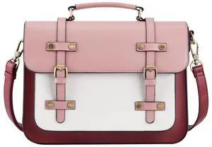 ECOSUSI Women's PU Leather Crossbody Messenger Bag 11 inch Satchel Purse for Work College Shoulder Handbags with Adjustable Straps