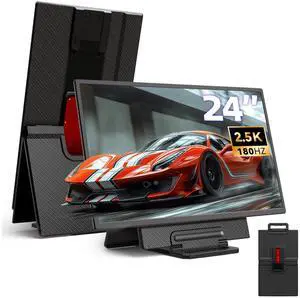 24" 180Hz Gaming Monitor, 2.5K 2560x1440 QHD Fast IPS 112.5% sRGB Large Portable Monitor, Height & Rotation Adjustable Stand Type-C HDMI Eye Care External Screen for Laptop Phone PS4&5 Switch Xbox