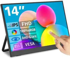 Magedok Portable Monitor Touchscreen 14",USB-C & FHD External Display 100% sRGB Anti-Glare Eye Care,Privacy Protection,Low-Power,VESA Mountable Travel Monitor for Laptop/Mac/Gaming/Office
