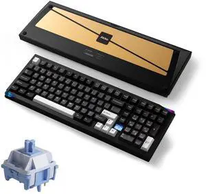 Akko Mineral 02 VIA Aluminum Mechanical Keyboard Tri-Mode Hot-swappable Gaming Keyboard with RGB 8000 mAh Black and Silver, Pre-lubed Mirror Switch