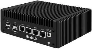 Healuck Firewall Mini PC N150 Quad Core, 4 x 2.5GbE i226V LAN, DDR5 8GB RAM 128GB NVMe SSD, Fanless Computer Hardware, Micro Router Appliance, AES-NI, OPNsense, TF Slot, Support 1v4 Nvme Adapter