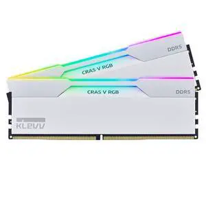 KLEVV CRAS V RGB DDR5 32GB (2x16GB) 6400MHz CL30 SK Hynix A-Die 1.35V Gaming Desktop Ram Memory XMP 3.0 / AMD Expo Ready - White (KD5AGUA80-64B300J) KLEVV CRAS V RGB DDR5 32GB (2x16GB) 6400MHz CL30 SK Hynix A-Die 1.35V Gaming Desktop Ram Memory XMP 3.0 / AMD Expo Ready - White (KD5AGUA80-64B300J)