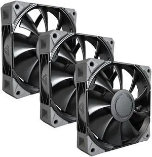 MONTECH E28 PWM 120mm Case Fan, 28mm Thick Fan for Enhanced Cooling Efficiency, PWM 4-Pin, FDB Bearing, Quiet Low-Noise, 2000RPM, AIO Compatible (Black, 3in1 Pack)