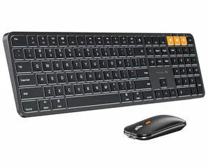 ProtoArc Backlit Bluetooth Keyboard and Mouse for Mac, KM100-A Multi-Device Wireless Keyboard Mouse for Mac, Full Size Rechargeable for MacBook Pro/Air, iPhone, iPad, Black