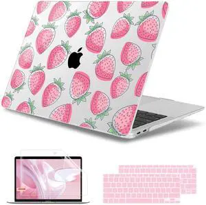 May Chen Compatible with MacBook Air 13 inch Case 2022 2021, 2020-2018 Release Model: M1 A2337 A2179 A1932, Plastic Hard Shell Case Cover for Mabook Air 13 inch with Retina Dispaly, Strawberry