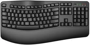Ergonomic Wireless Keyboard with Wrist Rest, Wave Keys, Comfortable Natural Typing, 2.4GHz Full Size Ergo Wireless Computer Keyboard for Multi-OS, Windows, Mac OS Laptop/PC/Notebook (Black)