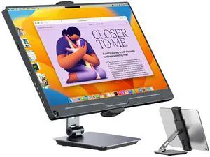 UPERFECT 5.9''-17.3'' Portable Monitor Stand, Adjustable 360° Swivel Bracket, 180° Tiltable Clamp, Heavy Duty Aluminum Stand for Pad/Tablet