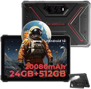 HOTWAV R9 Plus Rugged Tablet 11 Inch IP68/IP69K Waterproof, 20080mAh Battery, Android 14, Unisoc T7280 Octa-Core, 8GB+512GB, 64MP Camera, 4G LTE, FHD+ Display, Military-Grade Shockproof (Red)
