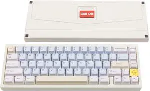 KEEBMONKEY WOBKEY Zen 65 65% Quick Release Wireless Mechanical Keyboard with RGB, CNC Aluminum Case, Hot-Swappable, VIA Support, BT/2.4G/USB-C Gaming Keyboard for Mac/Windows (Ultra White Gold)