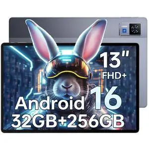 DOOGEE U13 Android 16 Tablet 13 Inches, 32GB+256GB/2TB WIFI Tablet, 11000mAh Battery, 90Hz FHD+Screen, 4 Speaker Tablets, 13MP+5MP, 2.4G/5G WiFi, Widevine L1/BT5.0/OTG/GPS/Octa-Core/3.5mm Jack/Face ID