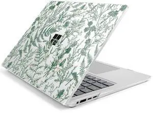 Loyrina Hard Case for 15-inch Microsoft Surface Laptop Copilot+ PC 2024 (7th Ed) Fashionable Lightweight Floral Design Clear Laptop Shell, with TPU Keyboard Cover & OTG Adapters, Green Branches