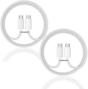 USB 4 Cable(3.3FT, 2-Pack, 240W) for Thunderbolt 4, Support Dual 8K/4K Display & 40Gbps Data Fast Transfer, White USBC to USBC Cable Compatible for MacBook/iPhone 17/16/8K4K Monitor/SSD/Docking/Hubs