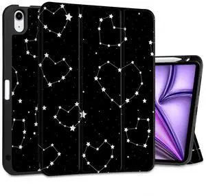 MEEgoodo Case for M3/M2 iPad Air 11 inch 2025/2024,Case for iPad Air 5th Generation/iPad Air 4th Generation 10.9 inch 2022 2020, Tablet Cover with Soft TPU Back Shell, Constellations & Hearts