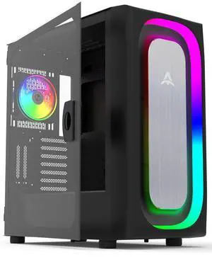 ALSEYE Ai-Pro Black E-ATX Gaming PC Case with Pre-Installed Halo-Pro ARGB Fan LED Strip in Front Panel Tempered Glass Side Panel Supports for 7x120mm Fans & 360mm Radiators (Black)