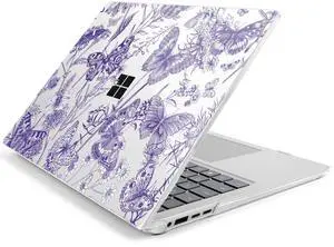 Loyrina Hard Case for 15-inch Microsoft Surface Laptop Copilot+ PC 2024 (7th Ed) Fashionable Lightweight Floral Design Clear Laptop Shell, with TPU Keyboard Cover & OTG Adapters, Butterfly