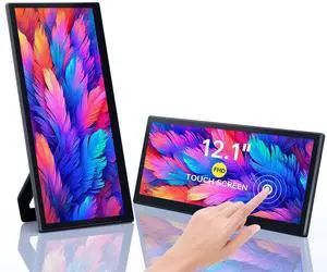 Livelect-m 12.1'' Portable Monitor Touchscreen, FHD IPS Touch Screen, Portable Plug&Play, Travel Monitor with Kickstand & Speaker, HDMI USB C External for Laptop Phone Computer Switch PS5, 1