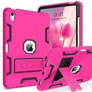 BENTOBEN for iPad 10th Generation Case, for iPad 10th Case 10.9", Slim Fit Kickstand Shockproof Rugged Protection Soft Silicone Bumper Protective Girls Women Boys Kids Tablet Cover, Hot Pink