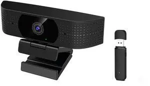 1080P Wireless Webcam for PC, Webcam with Noise-reducing Mic, 92°FOV360° Rotation, Plug and Play, Wireless Camera Works with Skype, Zoom for indoor and outdoor Conference meetings, video calls