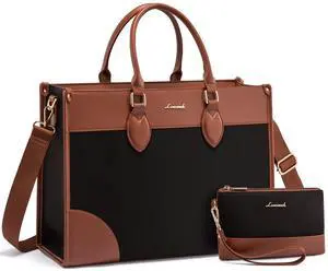 LOVEVOOK Laptop Bag for Women 15.6 lnch,Waterproof Laptops Tote Bags for Womens,Professional Work Bags for Women with Cup Holder,Large Laptop Purse Computer Briefcase Office Teacher Clutch Bag,2 PCS