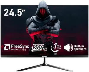 Gawfolk 24.5 Inch PC 200Hz Gaming Monitor, FHD 1080p screen, Built-in speakers,1ms without Bezel, freesync, 99% sRGB, 178 ° Angle View, HDMIDisplayPort, Compatible with wall mounting 75*75MM - Black