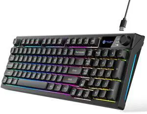 Gaming Keyboard USB Wired RGB Rainbow Light with Volume Knok, 7 Color Backlit+8 Models LED Lighting Effects, 19 Keys Without ImpactSpill Resistant, Fn+12 Media Hotkeys,Compatible with Windows/MAC