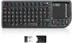 Miritz K808 Ultra-Thin Mini Keyboard with Touchpad, Bluetooth &2.4G Dual Mode & Backlit, USB-C Rechargeable, Compatible with iPad, Mac, Windows, Android - Portable for Travel, Office, Home - Black