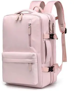 XingShi Travel Backpack, Expandable Carry on Backpack Flight Approved, with USB Charging Port, TSA Personal Item Travel Bag fits 15.6inch Laptop, Suitable for Men and Wome. Pink
