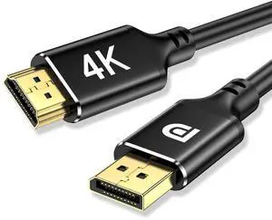 4K DisplayPort to HDMI 6 Feet Gold-Plated Cable 5 Pack, 4K@30Hz, 2K@60Hz, 1080P Full HD, Uni-Directional DP 1.2 Computer to HDMI 1.4 Screen Cable, Compatible with NVIDIA, AMD, HP, Projector, Desktop