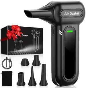 Electric Air Duster Cleaning Tools -180000RPM Super Power Cordless Air Duster, Rechargeable Brushless Motor Durable Blower, 4-Gear Adjustable Dust Blower for Computer, Keyboard and Car, Indoor Outdoor