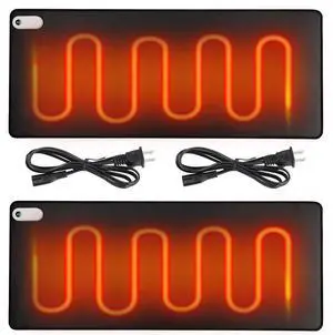 Cholemy 2 Pcs Heated Desk Pad USB Mouse Pad Electric Warm Faux Leather Desk Pad 3 Heating Levels and 3 Hours Auto Shut-Off 31.5 x 13 Inch Gaming Mouse Mat for Home Office Work Desk Accessories, Black