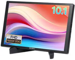 FEELWORLD D10 10 inch Portbale Monitor, 1920X1200 FHD 60Hz IPS Touch Screen, 350nits Brightness, USB C HDMI Small Laptop Mini Display with Bracket & Speakers for Laptop,PC,PS4/5,Switch,Mac,Xbox