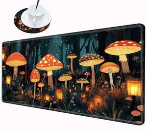 Large Mouse Pad Gaming Desk Pad Mushroom Mousepad for Wireless Mouse XXL 31.5''X15.75'' Big Desk Mats Extended Mouse Mat of Girl Desktop Computer with Coaster Large Mouse Pad Gaming Desk Pad Mushroom Mousepad for Wireless Mouse XXL 31.5''X15.75'' Big Desk Mats Extended Mouse Mat of Girl Desktop Computer with Coaster