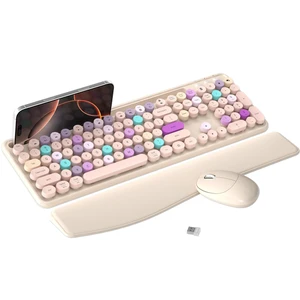 Wireless Keyboard and Mouse Combo with Phone Holder (Khaki) Wireless Keyboard and Mouse Combo with Phone Holder (Khaki)