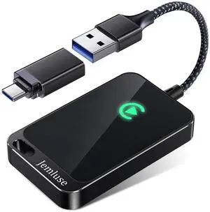 Jemluse Wireless CarPlay Adapter for Apple iPhone - Multi-User Seamless Connection for Convert Wired to Wireless Car Play Adapter - No Latency from iOS 10+ to Screen w/USB C (All Black) Jemluse Wireless CarPlay Adapter for Apple iPhone - Multi-User Seamless Connection for Convert Wired to Wireless Car Play Adapter - No Latency from iOS 10+ to Screen w/USB C (All Black)