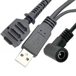 Washinglee CBL-282-045-01-A Cable for Verifone VX805 VX820, USB Data and Charging Cable with Power Jack DC5521, 14Pin IDC to USB 2.0, 2M (6ft). Washinglee CBL-282-045-01-A Cable for Verifone VX805 VX820, USB Data and Charging Cable with Power Jack DC5521, 14Pin IDC to USB 2.0, 2M (6ft).