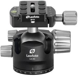 Leofoto LH-40 Ball Head, 40mm Ball, Low Profile, Firction Contorl, Base Panning Contorl, Bubble Level, Include 70mm QR Plate, Arca Compatible Leofoto LH-40 Ball Head, 40mm Ball, Low Profile, Firction Contorl, Base Panning Contorl, Bubble Level, Include 70mm QR Plate, Arca Compatible