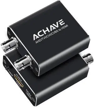 ACHAVE AHD/TVI/CVI/CVBS to HDMI Converter, AV BNC to HDMI Adaptor,Black Metal, 720P/1080P Resolution, Multi-Format Video Support for 3MP/4MP/5MP/8MP, Loop Output, Security Monitoring System ACHAVE AHD/TVI/CVI/CVBS to HDMI Converter, AV BNC to HDMI Adaptor,Black Metal, 720P/1080P Resolution, Multi-Format Video Support for 3MP/4MP/5MP/8MP, Loop Output, Security Monitoring System
