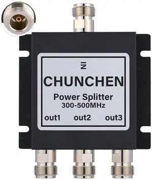 CHUNCHEN 3 Way N Female Connector Signal Splitter 50 Ohm Power Splitter 300MHz-500MHz N Female Walkie Talkie Signal Splitter 1 Input 3 Output CHUNCHEN 3 Way N Female Connector Signal Splitter 50 Ohm Power Splitter 300MHz-500MHz N Female Walkie Talkie Signal Splitter 1 Input 3 Output
