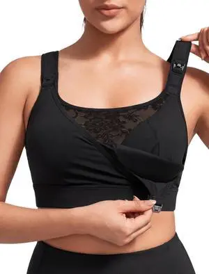 Yvette Nursing Sports Bra for Women High Impact Support, Breastfeeding Running Bra for Workout Gym Yoga, One-Handed Nursing Clips & Adjustable Criss Cross Back, Padded Plus Size,Black,42A 42B 42C Yvette Nursing Sports Bra for Women High Impact Support, Breastfeeding Running Bra for Workout Gym Yoga, One-Handed Nursing Clips & Adjustable Criss Cross Back, Padded Plus Size,Black,42A 42B 42C