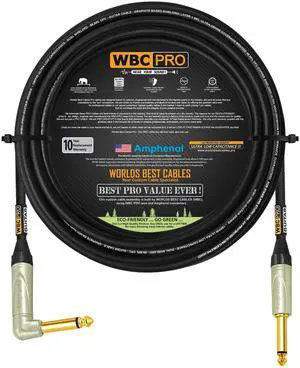 100 Foot - WBC-PRO-Guitar 20 AWG - Low-Cap (18pF/ft) Pro-Grade Graphite-Based - Dual-Shielded Guitar, Bass, Instrument Cable with Amphenol QM2R-AU & QM2P-AU Inch (6.35mm) Gold TS Connectors 100 Foot - WBC-PRO-Guitar 20 AWG - Low-Cap (18pF/ft) Pro-Grade Graphite-Based - Dual-Shielded Guitar, Bass, Instrument Cable with Amphenol QM2R-AU & QM2P-AU Inch (6.35mm) Gold TS Connectors