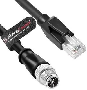 Alvin's Cables M12 X Coded 8 Pin Male to RJ45 Shielded Ethernet Cable M12 8 Position Cat6a Cable for Cognex Industrial Camera 20M/65.6ft Alvin's Cables M12 X Coded 8 Pin Male to RJ45 Shielded Ethernet Cable M12 8 Position Cat6a Cable for Cognex Industrial Camera 20M/65.6ft